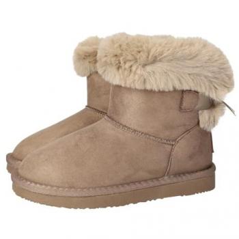Botas Australianas Conguitos Impermeables con Cinturón de Pelo y Lazo en color Taupe, Talla 34