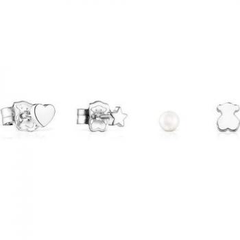 TOUS Pack 4 Pendientes Plata Primera para Mujer Perla