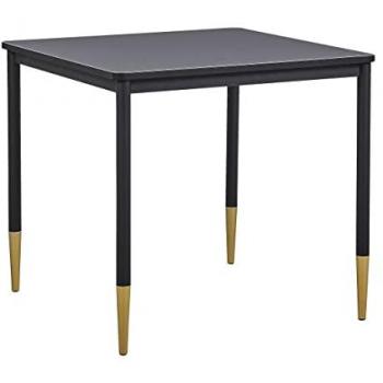 Mesa de Comedor Cuadrada 80 x 80 cm Tablero MDF Negro con Patas de Metal Estilo Glamour Shalford