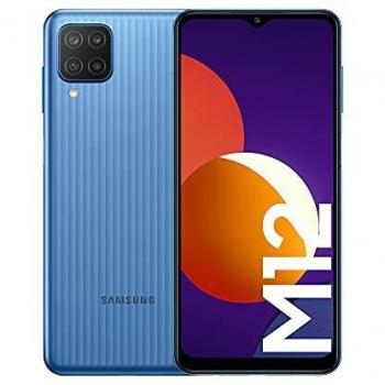 Samsung Smartphone Galaxy M12 con Pantalla Infinity-V TFT LCD de 6,5 Pulgadas, 4 GB de RAM y 64 GB de Memoria Interna Ampliable, Batería de 5000 mAh y Carga rápida Azul