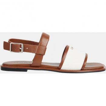 Calvin Klein - Sandalias planas de mujer con logotipo y cierre de hebilla