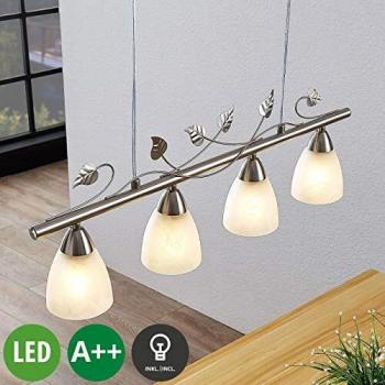 Lámpara colgante lineal Lindby Yannie de metal gris con 4 luces E14 para salón y comedor