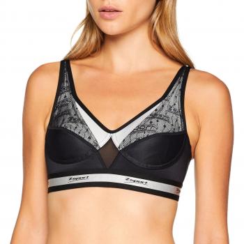 Zsport Zbra Fusion - Sujetador deportivo para mujer, Mujer, color negro mate / plateado, tamaño FR : M