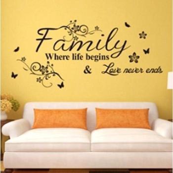 Liroyal Family, Where Begins & Love Never Ends. Calcomanías de Pared con proverbios ingleses para decoración de Sala de Estar, Vinilo para el hogar, Dream't Dream Your Life, 75 cm L X 34 cm W