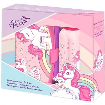 Cantimplora de Aluminio y Sandwichera Unicornio 500ml