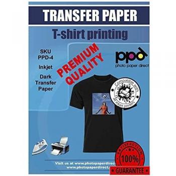 PPD Inkjet - A4 x 10 Hojas de Papel de Transferencia Térmica Premium para Camisetas y Tejidos Oscuros - Fácil de Usar - Para Impresión de Inyección de Tinta - PPD-4-10