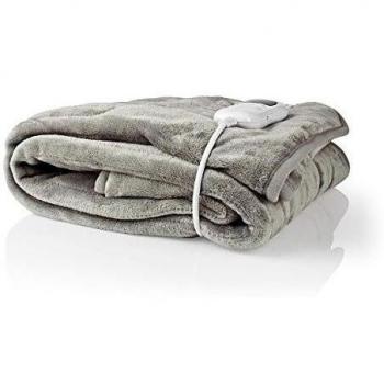 Manta eléctrica Nedis PEBL140CWT, 180 x 130 cm, 9 niveles de calor, lavable, protección contra sobrecalentamiento, control digital, forro polar