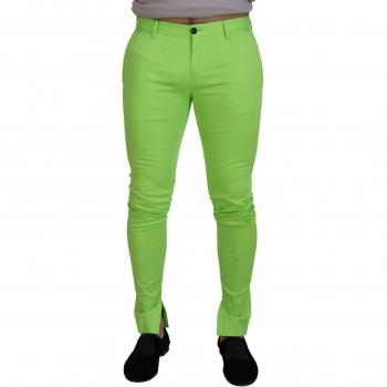 Dolce & Gabbana Light Green Cotton Skinny Men Trousers Pants - IT48 | M