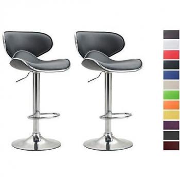 Set de 2 Taburetes Altos Las Vegas V2 en Simil Cuero Gris con Estructura Cromada y Regulables en Altura
