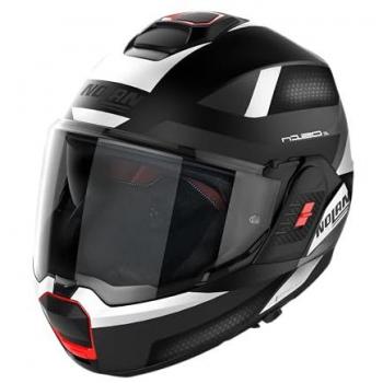 Casco modular Nolan N120-1 Subway N-Com, color negro y blanco, talla L