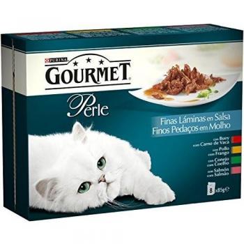 Gourmet - Perle Alimento para gatos Finas Laminas en Salsa - Paquete de 8 x 85 g - Total: 680 g