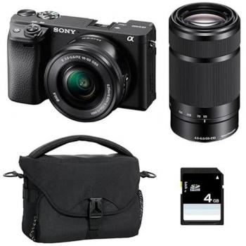 Cámara Mirrorless Sony Alpha 6400 Negra + Objetivo 16-50mm + Objetivo 55-210mm + Bolsa + Tarjeta SD de 8 Go