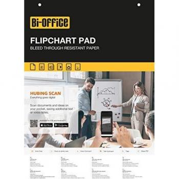 Bi-Office Bloc de papel para Pizarra Rotafolios, A1, Blanco, 40 Hojas por Bloc, con perforación, 60 g/m², Paquete de 5 Bloques