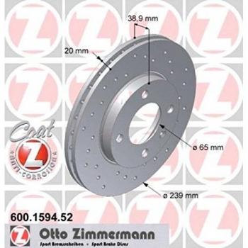 Zimmermann 600,1594.52 Freno de Disco Delantero, Perforado, Sport Coat Z