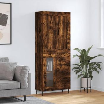 Aparador alto de madera multicapa en roble ahumado 69,5x34x180 cm