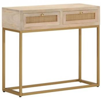 Mesa Consola 90x30x76 cm de Madera Maciza de Mango y Hierro
