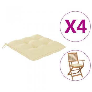 Cojines de silla SUNG-LL 4 unidades tela Oxford blanco crema 40x40x7 cm