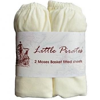 2x Sábanas bajeras para cochecito de bebé, cuna, moisés o cesta, 100 % algodón, color crema, 30 x 75 cm
