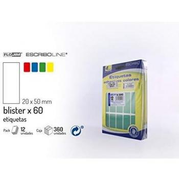 720 Etiquetas Adhesivas - Colores surtidos 20 x 50 mm.