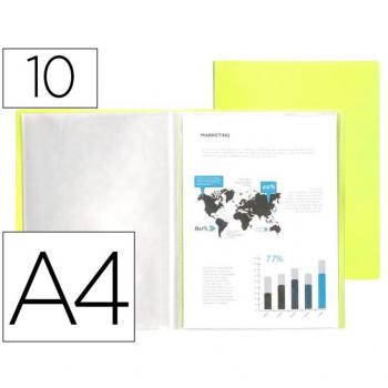 Carpeta Liderpapel Escaparate 10 Fundas Polipropileno DIN A4 Amarillo Fluor Opaco