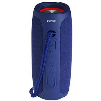 Altavoz portátil con Bluetooth Denver BTV-220BLUE. Batería recargable 2400mAh. USB. Entrada AUX. Manos libres. Volumen: 16W. Luces