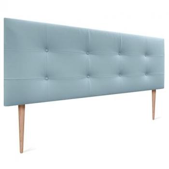 Cabecero Acolchado Capitone Tapizado Polipiel Acualine Celeste 8cm de Grosor 150x115cm con Patas (Camas 150/160)