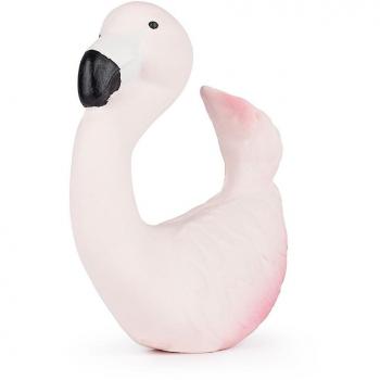 Oli & Carol - Mordedor Bebé de Caucho Natural, Sky The Flamingo, 8 cm