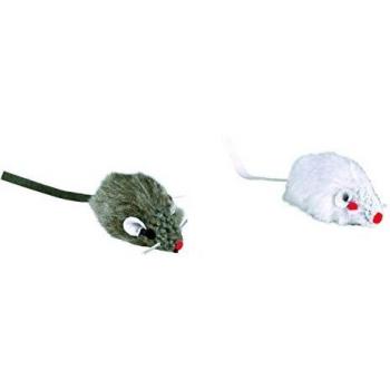 Ratoncito de Peluche Trixie 5 cm - Pack de 2, Color Blanco/Gris