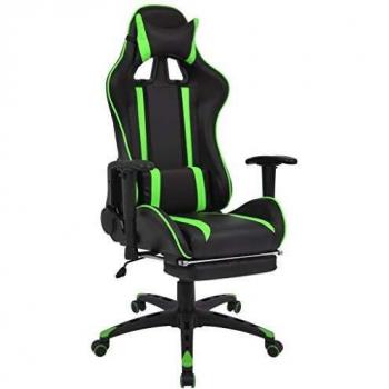 vidaXL Silla Escritorio Reclinable Reposapiés Verde Sillón Asiento Giratoria