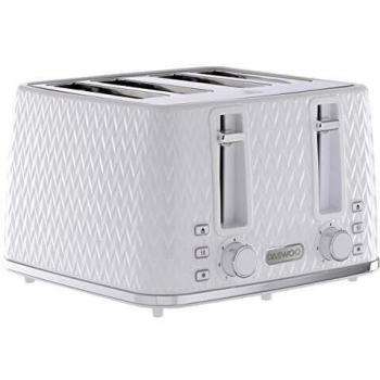 Tostadora Daewoo Argyle 4 Rebanadas 1600W con Funciones de Descongelar, Recalentar y Control de Tostado - Blanca