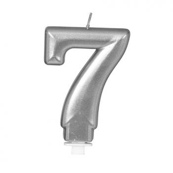 Vela Metalizada Plata Nº 7 de 8 cm