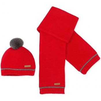 Conjunto niño de gorro y bufanda de tricot en rojo - Tutto Piccolo