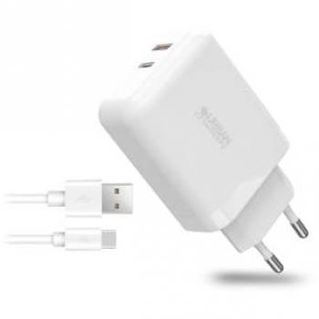 Cargador Universal Urban Factory PSC45UF USB-C 45W y USB-A 18W con Cable de 1m Blanco