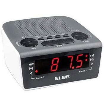 ELBE CR-932 Radio-despertador digital con radio am/fm, radio analógica am/fm, alarma con radio o acústica, memoria 20 emisoras, función snooze y sleep, pantalla LED 0,6'', color blanco negro