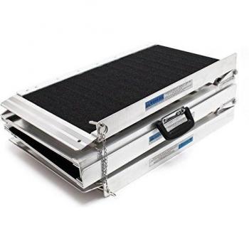 Rampa Plegable de Aluminio para Sillas de Ruedas 2x 274cm 270kg con Superficie Antideslizante y Móvil para Coche