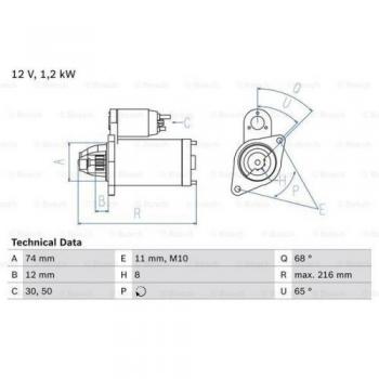 Motor de Arranque Bosch 986023550, tipo: Motor de arranque, características: marca Bosch, número de pieza 0 986 023 550