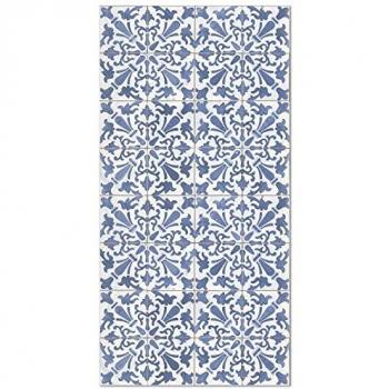 Alfombra Vinílica Hidráulica Geométrica Azul 80x200 cm - Antideslizante e Ignífuga para Cocina y Salón