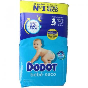 Dodot Bebé Seco Pañales Talla 3, 6-10 kg, 62 unidades