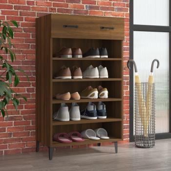 Mueble zapatero de madera contrachapada 60x35x105 cm en color roble marrón