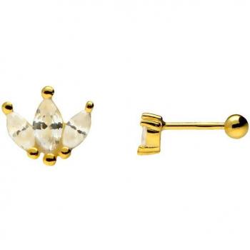 Pendiente Piercing Mini Corona de Plata Bañada en Oro OKsilver