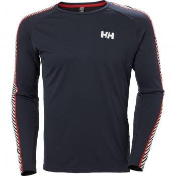 Camiseta interior Helly Hansen Lifa Active Stripe Crew de manga larga, color azul marino y rojo, talla L