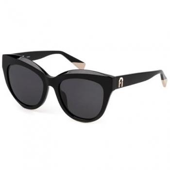 Furla SFU780 Shiny Black Square Sunglasses CAT3 Unisex 54MM