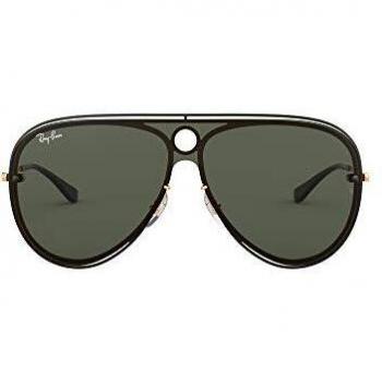 RAYBAN Unisex's 0RB3605N 187/71 32 Sunglasses, Top Shiny Black On Gold/Dark Green