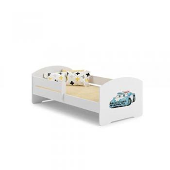 Cama infantil Kobi Luk 160x80 con colchón y barandilla de seguridad - Police
