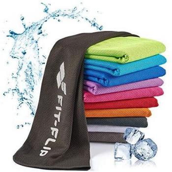 Fit-Flip Toalla de enfriamiento 100x30cm, Toalla de Deporte refrescante, Toalla fría, Airflip Cooling Towel, Toalla de Microfibra – Color: Negro, tamaño: 100x30cm