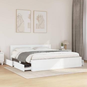Estructura de cama con cabecero blanco 200x200 cm sin colchón