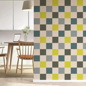 Papel Pintado a Cuadros de Colores Hexoa 52x1000 cm