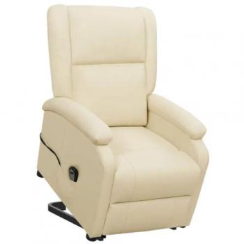 Sillón elevable de cuero sintético color crema