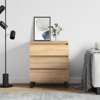 Aparador de madera contrachapada 60x35x70 cm en roble Sonoma, mueble de almacenaje moderno para salón, buffet, armario auxiliar y armario de almacenamiento en color marrón