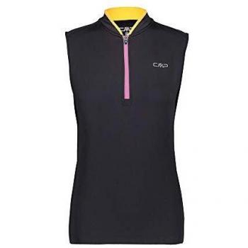 C.P.M. T-Shirt Smanicata Stretch Da Ciclismo Camiseta, Mujer, Antracite/Solarium, D38